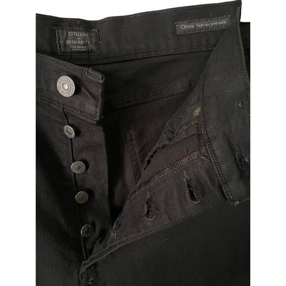 Citizens of Humanity Olivia High Rise Slim Ankle Lace Up Jeans US 28 Black Denim - Picture 12 of 16